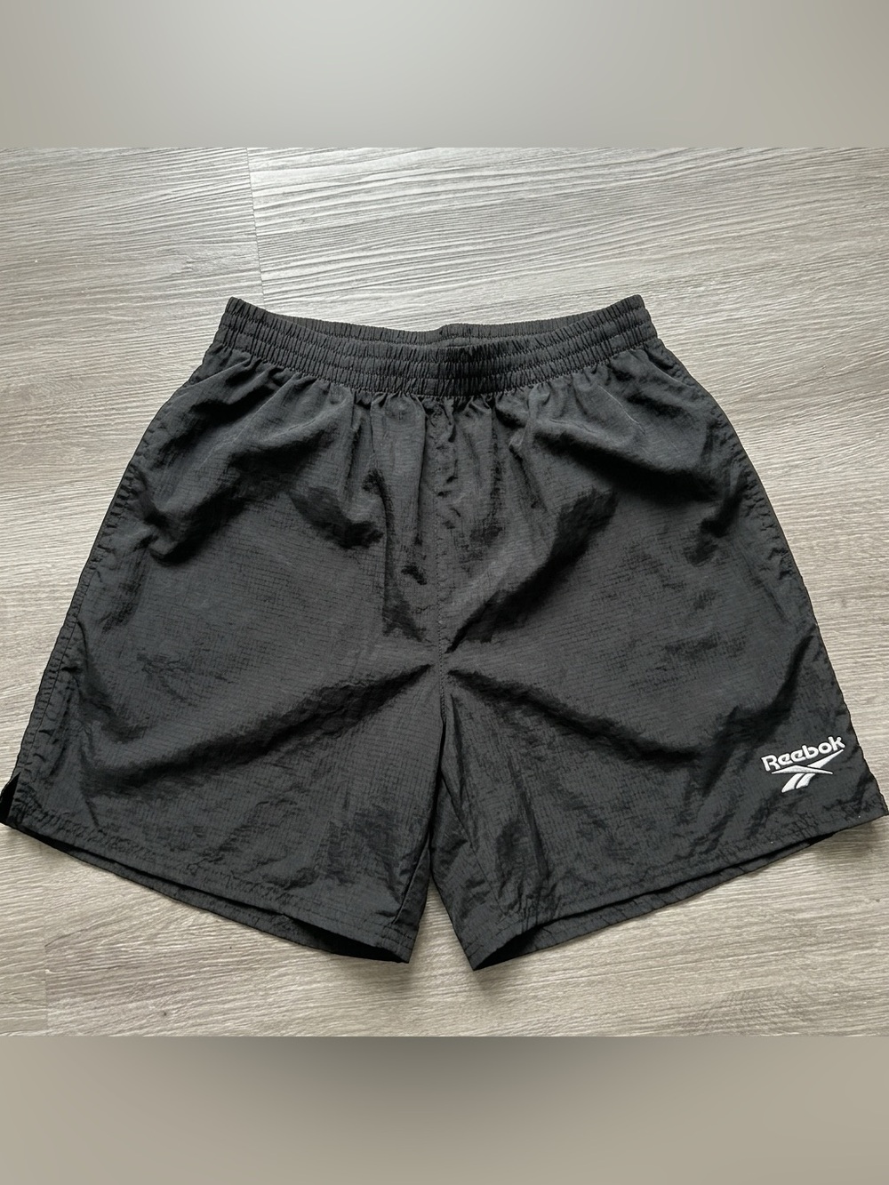 Vintage Reebok Shorts Mens M Black Athletic Swim Trunks 90s